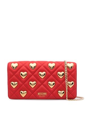 Moschino quilted heart-detailing clutch bag - Red