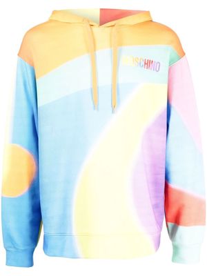Moschino rainbow logo-print hoodie - Blue