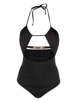 Moschino raised-logo swimsuit - Black