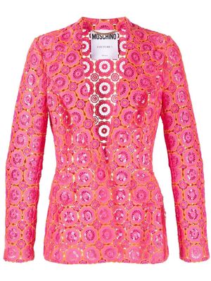 Moschino retro embroidered blazer - Pink