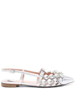 Moschino rhinestone-embellished ballerina shoes - Silver