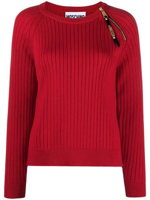 Moschino round-neck ribbed jumper - Red
