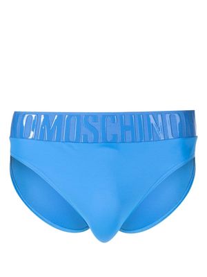 Moschino rubberised-logo waistband swim trunks - Blue