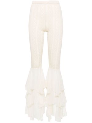 Moschino ruffled-detailed knitted trousers - Neutrals