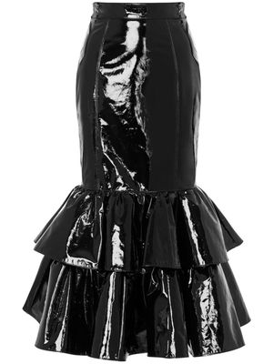 Moschino ruffled leather skirt - Black
