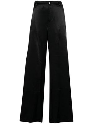 Moschino satin-finish wide-leg trousers - Black
