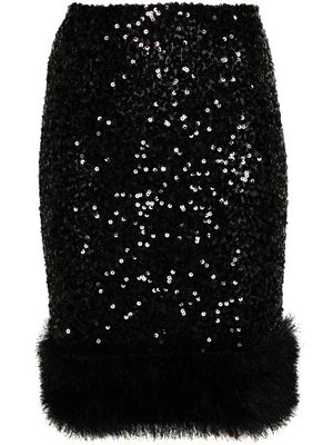 Moschino sequin-embellished faux fur-detail miniskirt - Black
