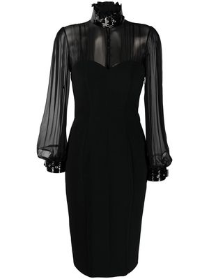 Moschino sheer blouse buckled dress - Black