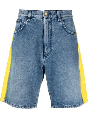 Moschino side-stripe denim shorts - Blue