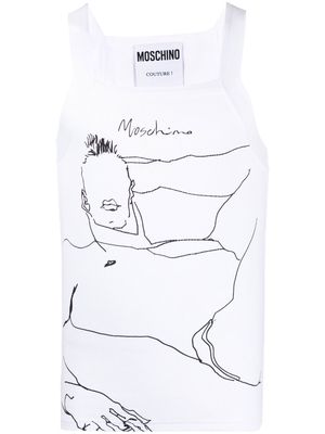 Moschino silhouette-print vest top - White