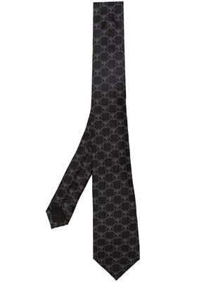 Moschino silk embroidered-logo tie - Black