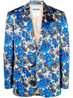 Moschino single-breasted all-over floral print blazer - Blue