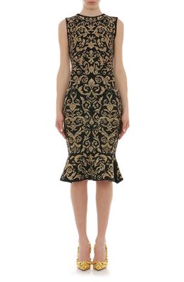 Moschino Sleeveless Baroque Print Mermaid Dress in Fantasy Print Black