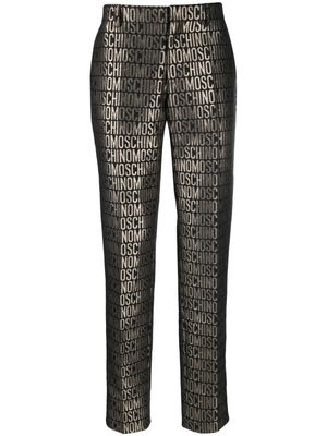 Moschino slim-cut logo-print trousers - Black