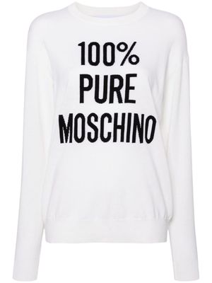 Moschino slogan intarsia-knit jumper - Neutrals