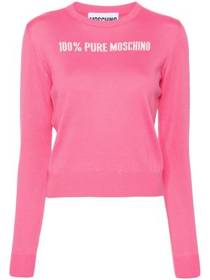 Moschino slogan intarsia-knit jumper - Pink