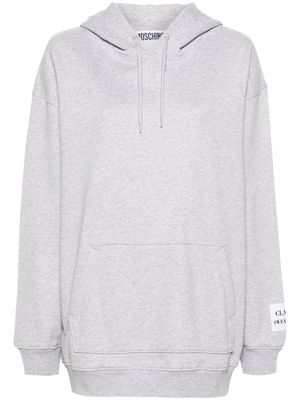 Moschino slogan-patch cotton hoodie - Grey