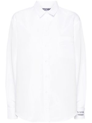 Moschino slogan-patch faille shirt - White