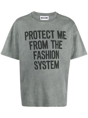 Moschino slogan-print cotton T-shirt - Grey
