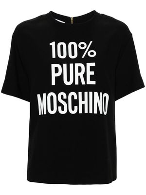 Moschino slogan-print crepe T-shirt - Black