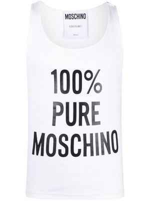 Moschino slogan-print ribbed tank top - White