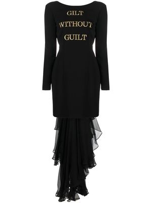 Moschino slogan-print ruffle-train minidress - Black