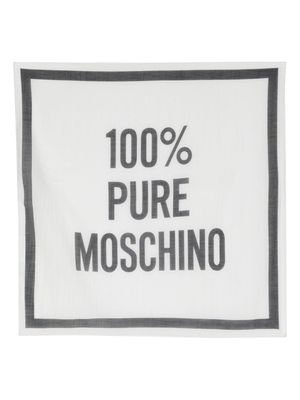 Moschino slogan-print square scarf - White