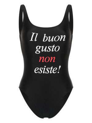 Moschino slogan-print swimsuit - Black