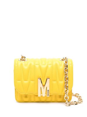 Moschino small logo-quilted crossbody bag - Yellow