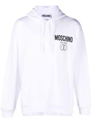 Moschino smile logo-print cotton hoodie - White