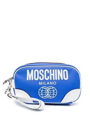 Moschino smiley logo-print clutch bag - Blue