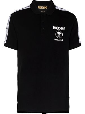 Moschino smiley-trim polo shirt - Black