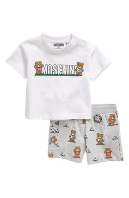 Moschino Soccer Bear Cotton Graphic Tee & Shorts Set in 84339 Grey Toy Soccer