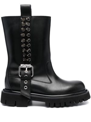 Moschino spike-embellished leather boots - Black