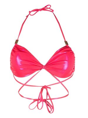 Moschino strappy halterneck bikini top - Pink