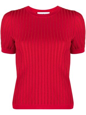 Moschino stripe-embroidered ribbed-knit top