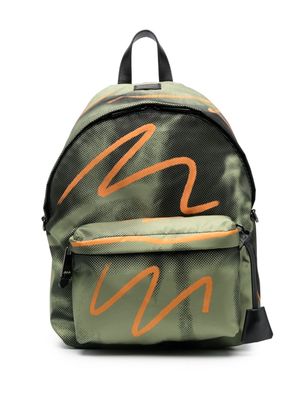 Moschino stripe-pattern logo-tag backpack - Green