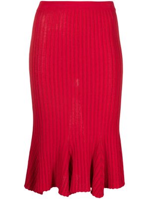 Moschino striped godet midi skirt - Red