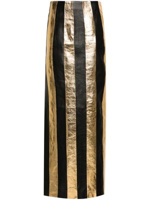 Moschino striped leather maxi skirt - Gold