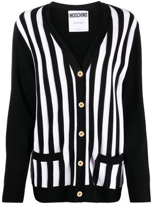 Moschino striped ribbed-knit cardigan - Black