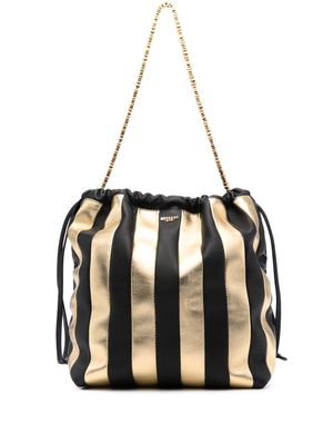 Moschino striped sheepskin bucket bag - Black