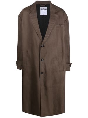 Moschino striped single-breasted coat - Brown