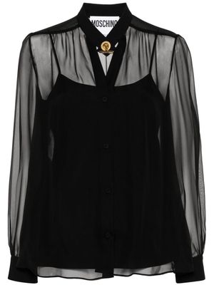 Moschino T-bar fastening silk blouse - Black