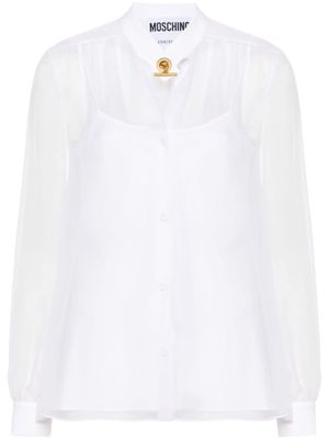 Moschino T-bar fastening silk blouse - White