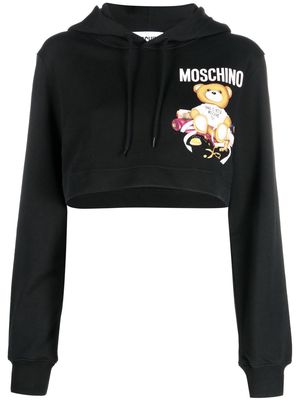 Moschino Teddy Bear cotton cropped hoodie - Black