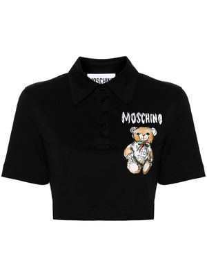 Moschino Teddy Bear cropped polo shirt - Black
