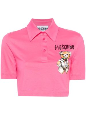 Moschino teddy bear cropped polo shirt - Pink