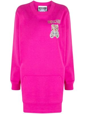 Moschino Teddy Bear-embellished sweatshirt dress - Pink