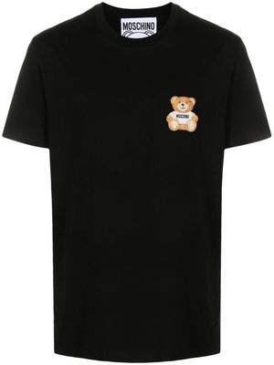 Moschino Teddy Bear-embroidered cotton T-shirt - Black