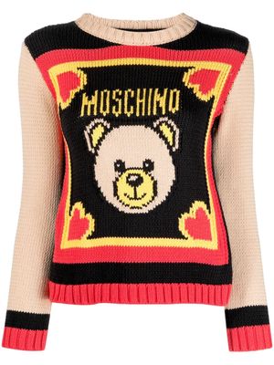 Moschino Teddy Bear-embroidered ribbed jumper
